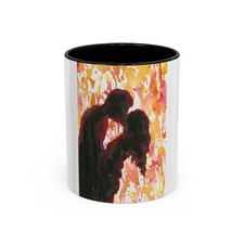 Coffee Mug, Watercolor Kissing Couple Marriage Present Gift for Her, Trendy Mug