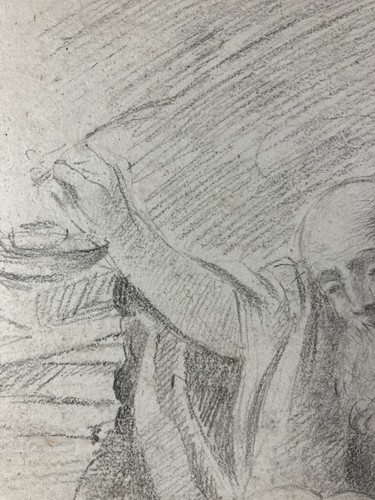 Dessin XVIIIe Personnage Biblique Sage en méditation sur la vie et la mort - Picture 10 of 10
