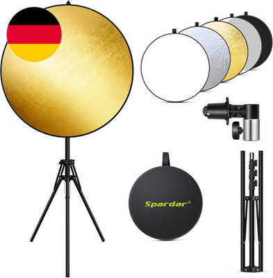 Spardar 110CM 5 in 1 Reflektor Mit Stativ, Runder Faltreflektor (Diffusor Und Go