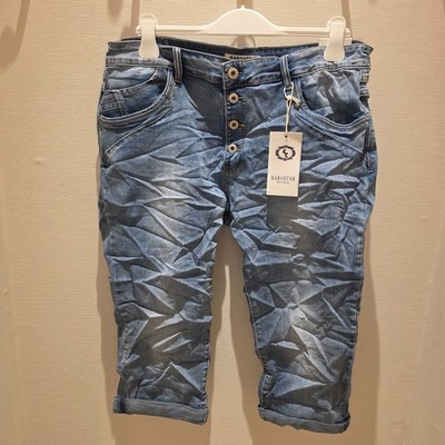 Karostar Boyfriend Denim Stretch Jeans Bermuda Krempel Capri Knopfleiste 3XL/46