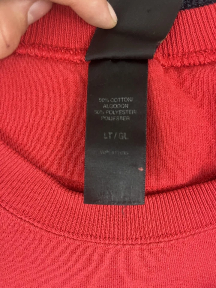 Suéter Olímpico Rojo Grande Alto De Colección EE. UU. Para Hombres Cuello Redondo Años 90 Foto 4 de 4
