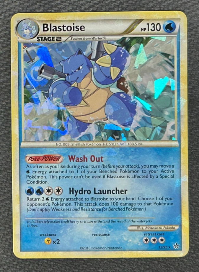 Pokemon Blastoise HGSS Unleashed Cracked Ice Holo 13/95 NM w/holo Bleed