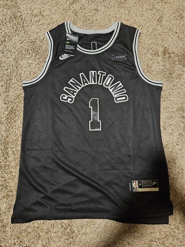 Victor Wembanyama #1 San Antonio Spurs Stitched Basketball Jersey Black XL