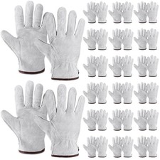 20 Pairs Leather Work Gloves Heavy Duty Durable Cowhide Leather Driver Gloves...