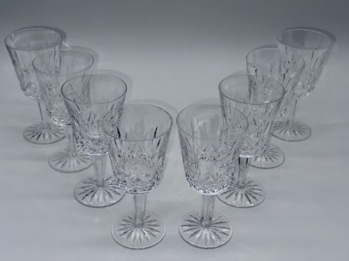 Marvelous Set of 8 of 6 7/8 Inches Ireland Crystal Waterford Lismore Glasses - Picture 5 of 20