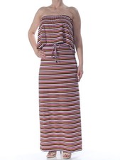 BAR III Womens Pink Striped Strapless Maxi Dress S