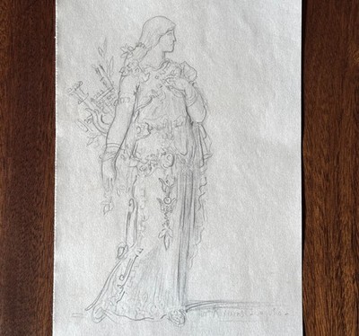 Gustave Moreau Vintage Symbolist Mythological Drawing French Oriental Sappho
