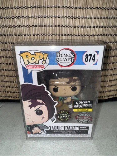 Funko Pop! Demon Slayer - Tanjiro Kamado #874 (Gohapi) Glow Chase W/Protector