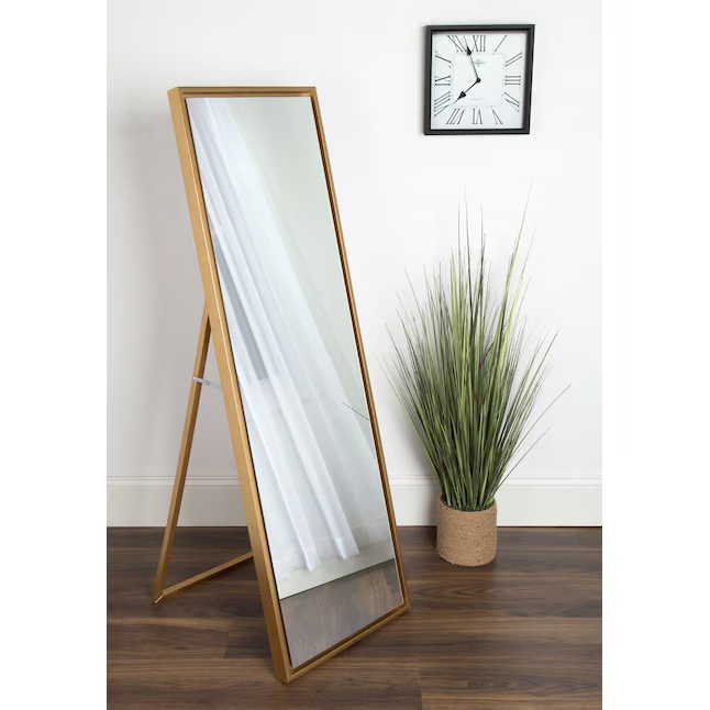 New In Box Kate & Laurel Evans Contompary Leaner Mirror 18x58 Gold