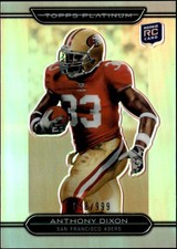 2010 Topps Football Platinum Anthony Dixon Rookie Refractors /999 #29 RC