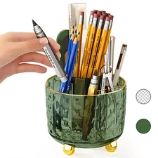 Dark Green Pen Pencil Holder for Desk, 360Â° Rotating Pen Organizer, Green Of...