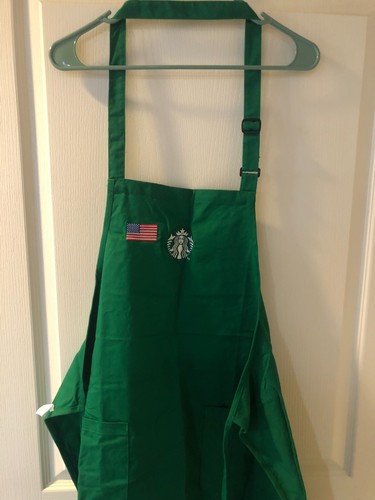 Starbucks Coffee Apron Barista Uniform Embroidered Logo-Blk, Red, American Flag