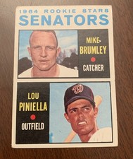1964 Topps #167 MLB BASEBALL/Washington Senators Rookie Stars Card Lou Piniella. rookie card picture