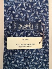 HERMES Neck Tie Navy Geometric 100 Silk With Box Made in France New Unused