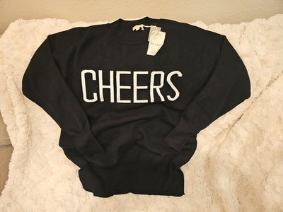 Hem & Thread Womens Black Sweater NWT Size Large Cheers! #0176
