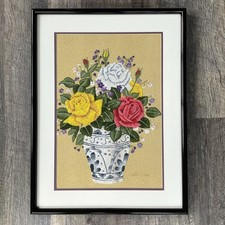 Vintage Tokyo Bunka Embroidery Kit 454 Tsubo  Roses Framed 25x19" Granny Core