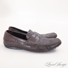 Gucci Made in Italy Brown Guccissima Monogram Leather 170618 Loafers Shoes 4.5