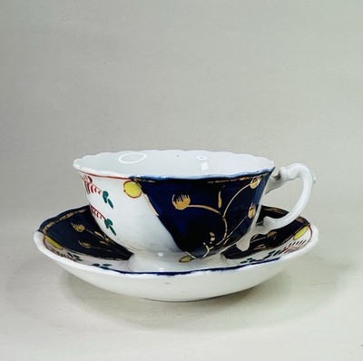 Antike viktorianische Gaudy walisische Swansea Tulpe handbemalt Teetasse & Untertasse um 1850