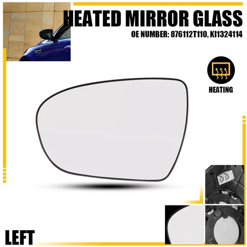 Left Mirror Glass For 2011-2016 Kia Optima Heated Flat Glass with Backing Plate
