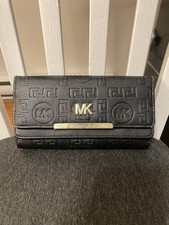 Michael Kors Black Gold Leather 3 Fold Wallet NEW