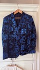 Blue Black Patterned Two Button Formal Jacket Ornate Gold Buttons Size L 58 7773 — photo 1