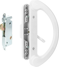 Sliding Patio Door Handle Pull Set with Mortise Lock, Full Replacement White
