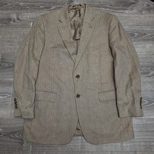 Brooks Brothers Madison Fit Linen Cotton Blazer Mens 42R Tan Herringbone Sport C