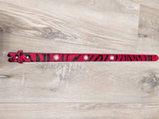 3D Leather Kids Small Red Zebra Hair-on-Hide Belt Western Rhinestone No Buckle