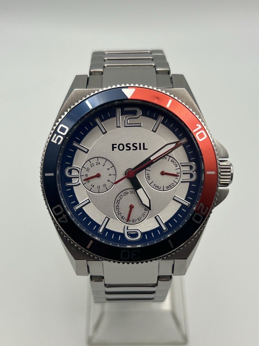 Steel Watch Fossil Pepsi Bezel Fossil Men's BQ-2020 Chronograph