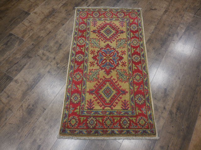 Authentic Kazak Pakistan Handmade Small Rug Wool Craftsmanship 1.10x3.5 Ft