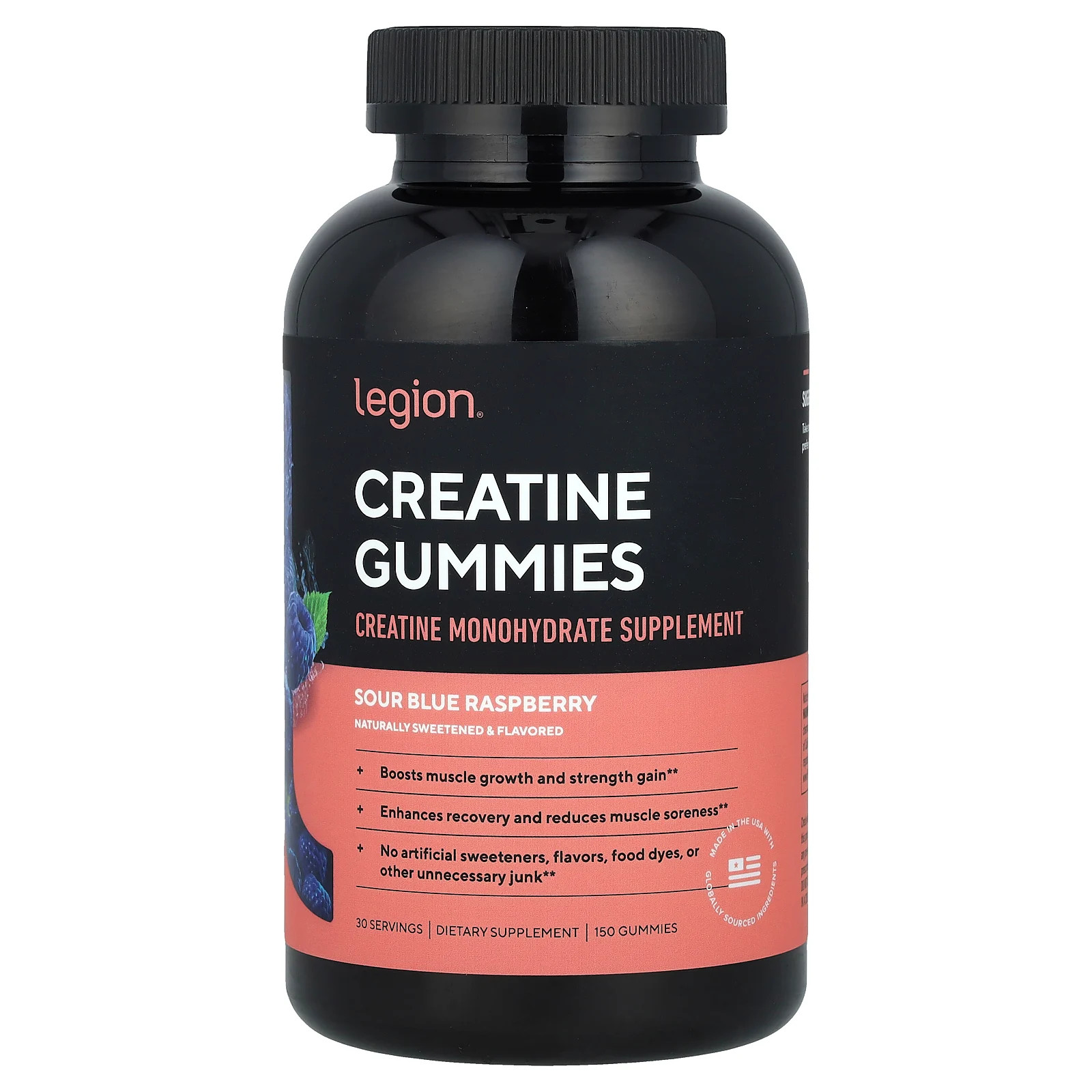 Жевательные резинки с креатином, Кислая голубая малина, 150 жевательных резинок