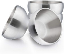 HaWare Heavy 18/8 304 Stainless Steel Bowls Double 12 ounces, Silver