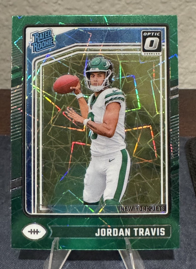 2024 Donruss Optic Jordan Travis Rated Rookie Green Velocity Laser Prizm #260