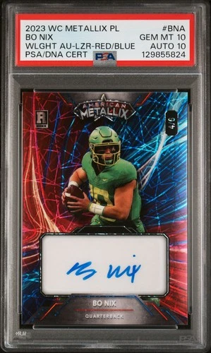 2023 WILD CARD LAZERS FOIL-RED/BLUE #BNA BO NIX ROOKIE RC 4/6 PSA 10 DNA AUTO 10