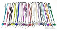 Multi-Color Rhinestone ID Badge Tag Key Glass Retractable Reel Neck LANYARD
