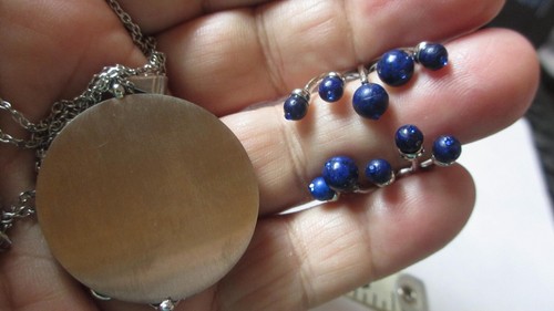 NIB Lapis Adjustable Ring Size 5 to 9 Lapis & Abalone Pendant with 20" Chain - Picture 8 of 12