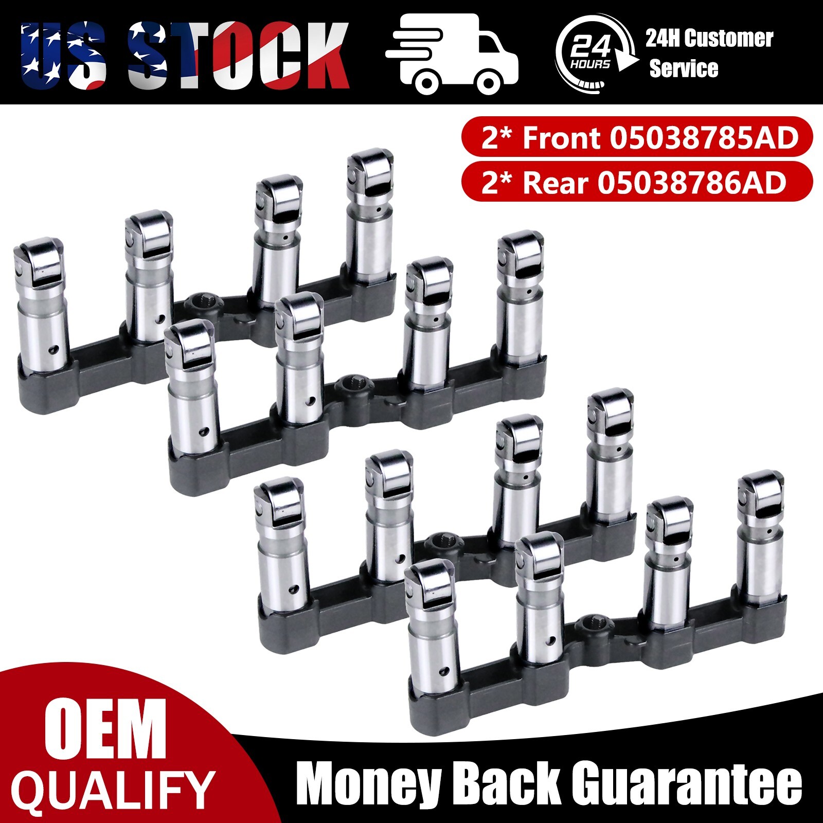 2x Front 5038785AD Rear 5038786AD for Hydraulic Lifter Yoke 04-21 DODGE RAM 5.7