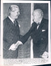 1957 British Prime Minister Macmillian & Former Minister Churchill Press Photo