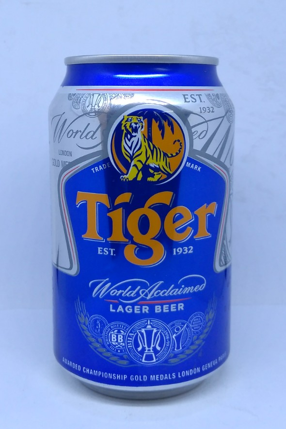 センペルビウム 輸入 アメリカ Tiger Bay Empty Tiger Beer can; 330 ml / 11.2 fl oz; BOTTOM opened