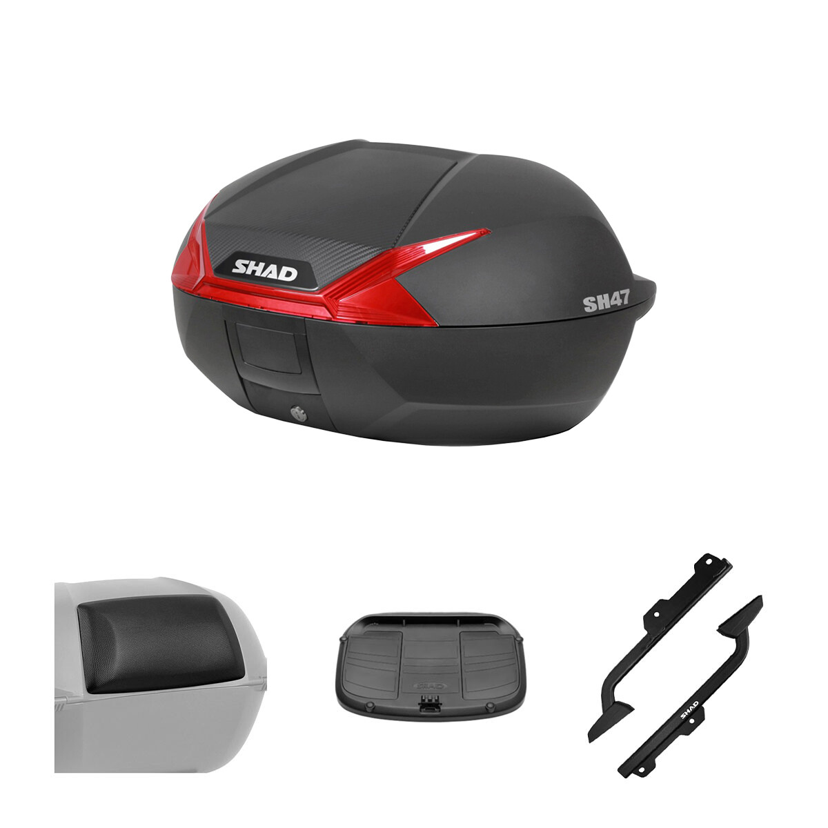 SHAD SH47 Top Case RED Kit + Frame For Kawasaki 400 Z 2019-2023 | eBay