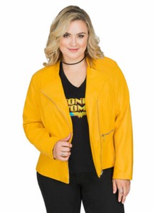 yellow moto jacket plus size
