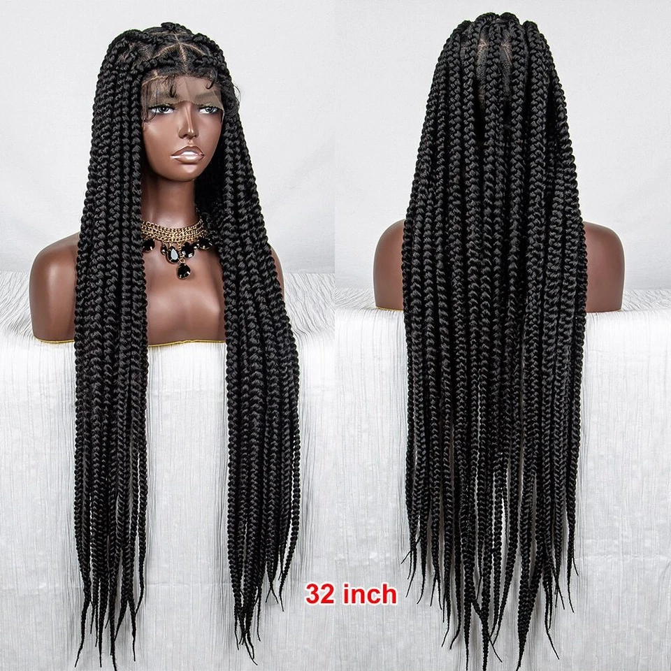 Synthestic Lace Braided Wigs Braids Lace Wig BlacK Women Twist Braid Wig Lace - Image 2 of 4