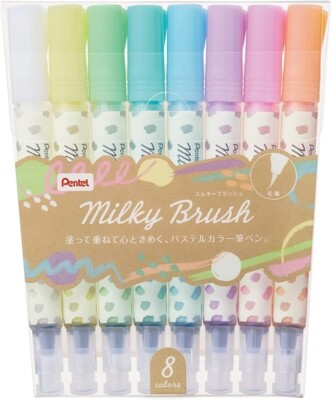 Pentel Brush pen 8 colors sets Milky Pastel Color High Quality