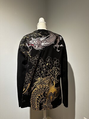 Karakuri Tamashii Long Sleeve T-Shirt dragon embroidered black XXL