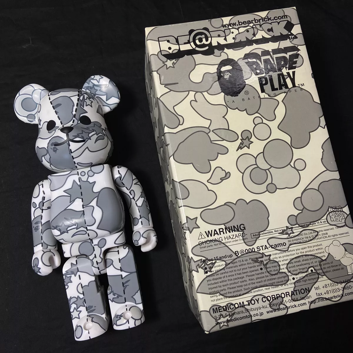 Be@Rbrick BeaRbrick % Bape Play Psych Camo Gray Medicom Toy A Bathing Ape