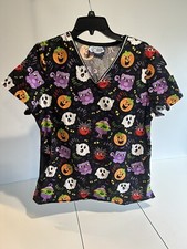 Comfy Cotton Halloween Scrub Top Size M