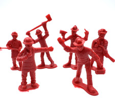 Vintage Red Fireman Firefighter Plastic Toy Figurines, Lot of 23 Various Poses