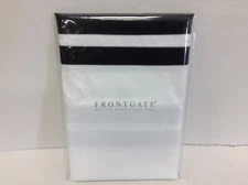 Frontgate Hamptons Stripe Linen Kitchen Dining Table Runner Black 15"x72"