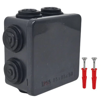 INBRACKETS JUNCTION BOX outdoor IP55 WATERPROOF for cctv aerial net 85x85x50mm Black UK