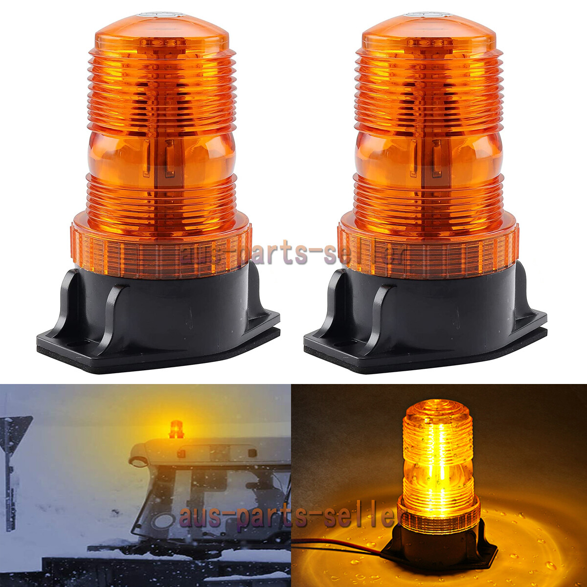 2x Rooftop LED Strobe Lights Amber Warning Safety Flashing Forklift Tow Tractor